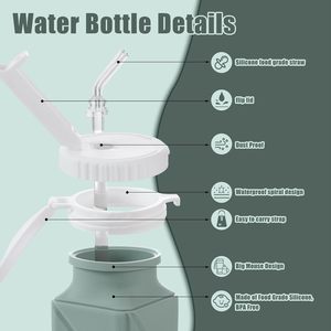 Bouteille d'eau pliable en silicone 650 ml grande capacité pour voyage en extérieur, portable, anti-fuite, réutilisable, sans BPA, à boire directement - Product Image 2