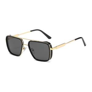 Lunettes de soleil carrées en métal pour hommes, style rétro punk, grande monture, protection UV400, personnalisables avec logo, collection 2025 - Product Image 4