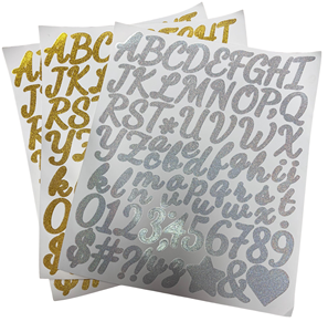 Glitter letter stickers, self-adhesive vinyl letters and numbers, postbox number <b>labels</b>, logo decals, notebooks - Product Image 1
