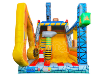 Château Gonflable Géant Excavatrice avec Toboggan, Escalier d'Accès et Jouets Éducatifs pour Fêtes