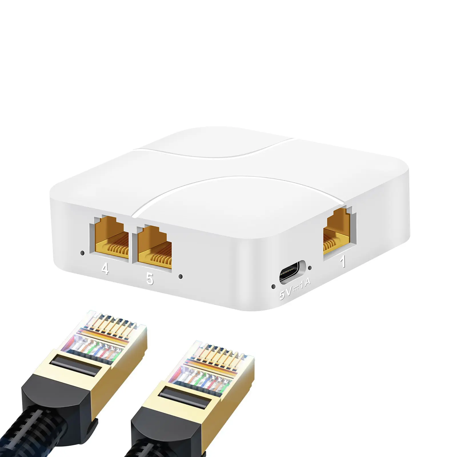 Network Splitter 1 In 4 Out High Speed 1000Mbps Gigabit RJ45 with USB Power Cable LAN Splitter Ethernet Network Splitter