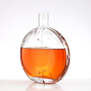 Bouteilles à liqueur en verre en forme <span class=keywords><strong>de</strong></span> lune plate avec bouchon en liège, bouteilles à liqueur noires mates 500 ml - Product Image 5