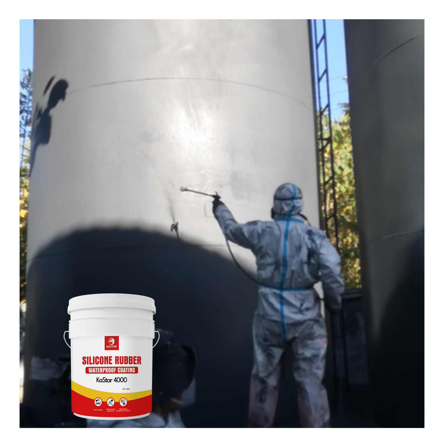 Industry Coating KASTAR 4000 Low VOC Long Life Liquid Silicone Rubber Roof Waterproof Paint