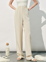 JINFENGYUAN 862618 Pantalon en soie pour femme, coupe ample et droite, long, taille haute, pour l'été, le sport, la gym, la danse, décontracté