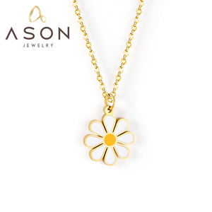 Collier pendentif Daisy Ason Jewelry, plaqué or, alliage de zinc, forme de fleur, pour femme, cadeau, bijoux tendance - Product Image 1