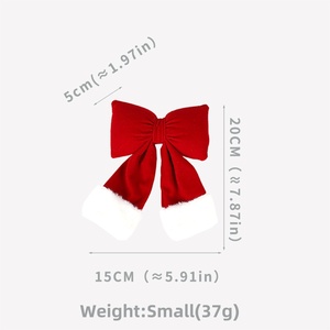 Gran Lazo Rojo de Terciopelo con Mariposa Tridimensional de Tela Flocada para Decoración de Bodas y Navidad, Colgante para Adornos Festivos - Product Image 6