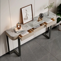 Table console italienne moderne minimaliste en acier inoxydable avec tiroir pour chambre à coucher appartement salon entrée mur allée couloir