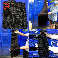 Vente en gros de paquets de cheveux brésiliens bruts, tissage de paquets de cheveux alignés à cuticule vierge brute, Extension de cheveux humains bon marché Double étiré