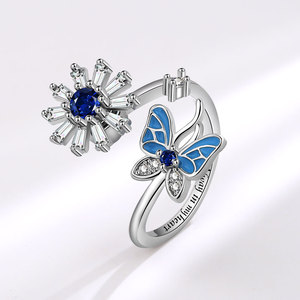 Bagues empilables personnalisées pour femmes avec motif floral, zircone cubique tendance, plaqué or, cuivre, logo personnalisé pour les occasions festives - Product Image 6