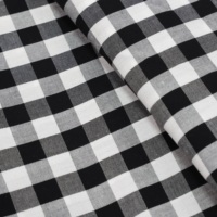 Tissu de chemise teint en popeline 100% coton à carreaux, noir/blanc classique