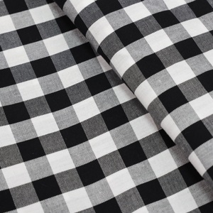 Classic Black/<span class=keywords><strong>White</strong></span> percalle Check 100% popeline di cotone tinto in filo tessuti per camicie - Product Image 2