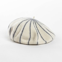 Béret d'hiver pour femme en 100% pure laine respirante, tricoté, style français rayé, tendance, passe-partout, style peintre