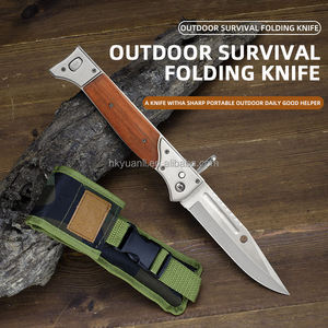 Couteau de poche pliant A.K-47 MAX personnalisable de qualité OEM pour le camping, lame en acier inoxydable D2, manche en bois, marque HK, tranchant comme un rasoir - Product Image 2