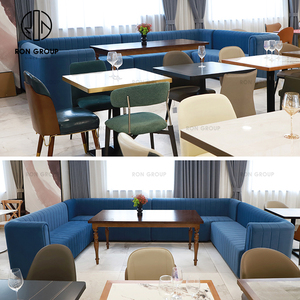 Asientos de sofá de terciopelo en forma de U de lujo, juegos de sillas de mesa de madera personalizados para cafeterías comerciales, hoteles, restaurantes para uso en cafeterías - Product Image 2
