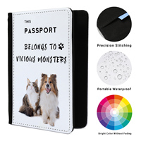 Porte-passeport multifonctionnel en cuir noir/blanc personnalisé avec logo par sublimation pour chats et chiens – Impression de certificats