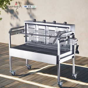 2024 usine charbon de bois mobile en acier inoxydable robuste et gril à gaz à <span class=keywords><strong>4</strong></span> foyers avec plateau à charbon pour la cuisson au barbecue en plein air - Product Image 2