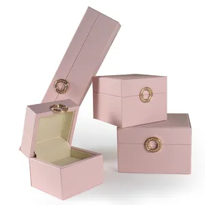 FSD High-Quality Luxury PU Leather Jewelry Box With metal Custom Ring Pendant Packaging
