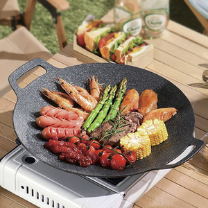 Plaque de fer ronde portable mousqueton universel antiadhésif pour barbecue pour campings et pique-niques - Product Image 3