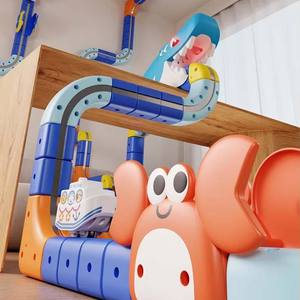 Nouveau jouet éducatif pour enfants, blocs de construction de piste à grande vitesse - Ensemble de jeu de <span class=keywords><strong>voiture</strong></span> électrique sur rail de dessin animé requin océanique pour un jeu créatif - Product Image 5