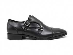 Zapatos de Vestir Formales de Piel Genuina Negra con Doble Hebilla y Punta Redonda para Hombre, Ideales para Negocios, Oficina, Bodas y Eventos Formales - Product Image 5