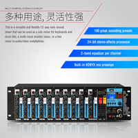 Mélangeur de puissance GAX-K8 à 8 canaux Console audio analogique professionnelle intégrée en rack avec effet