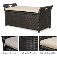 Patio Aufbewahrung sbank Wicker Rattan Deck Box mit beige Kissen