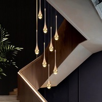 Lustre d'escalier en colimaçon Lumière luxe simple cristal lumière hôtel appartement pick vide duplex salon villa lustre