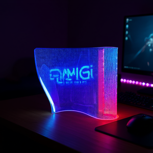 Lampe de table incurvée moderne RGB E27 LED à commande tactile, corps en plastique multicolore pour chambre, bureau, jeux, éclairage d'ambiance - Product Image 2