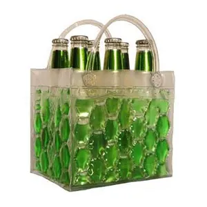New design plastic pvc clear 6 pack beer bottle cooler holder