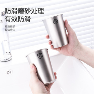 Vaso de acero inoxidable para cepillos de dientes de 400 ml, vaso de titanio para enjuague bucal, set de baño para parejas - Product Image 4