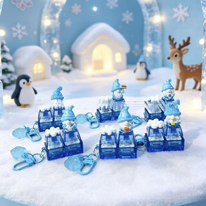 Porte-clés tressé Gnome de <span class=keywords><strong>dessin</strong></span> animé Flocon de neige Hiver, avec bouton anti-stress, ouvre-bouteille et fonction fidget <span class=keywords><strong>switch</strong></span>, Noël Mignon <span class=keywords><strong>Kawaii</strong></span> - Product Image 2