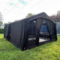 Tente de camping gonflable quatre saisons noire pour l'extérieur, en toile imperméable, grande capacité, résistante aux UV, durable et à montage rapide – Offre Spéciale