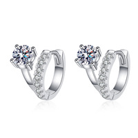 Argent 925 Original Excellente Coupe Total 1Carat Pass Diamant Test D Couleur Moissanite Boucles D'oreilles Pour Les Femmes Fine Jewelry