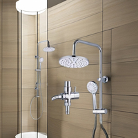 Robinet de salle de bain design moderne à prix d'usine, ensemble de douche pluie, pommeau de douche en laiton poli, jet de massage en céramique, acier inoxydable mural