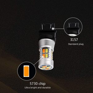 หลอดไฟ LED สัญญาณไฟเลี้ยวแบบสลับสีเหลืองอำพัน/ขาว รุ่น 3157 12V หลอดไฟ LED ทดแทน รุ่น 3457 3155 4057 4057 3047 3057 - Product Image 6
