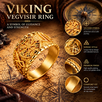 Bague JLM en acier inoxydable Viking Vegvisir pour homme, boussole runique nordique, amulette de motard, style rétro païen, cadeau bijou pour petit ami