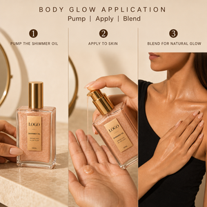 HKH Premium OEM Custom Fragrance Shimmer Body Oil Long Lasting Radiant Body Highlighter Glitter Oil Private Label Wholesale - Product Image 3