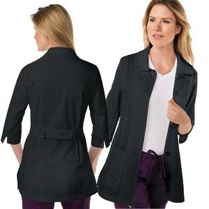 Bata de laboratorio clínico transpirable larga para mujer, vestido de enfermera médica de rayón XL, bolsillos suaves resistentes al calor, estampado para Hospital, OEM - Product Image 5