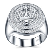 Bague en Moissanite pour Homme, Style Hip-Hop Géométrique, Bague de Luxe en Argent Sterling 925 Sertie de Pierres, Idéale pour un Cadeau d'Anniversaire