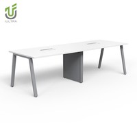 IULTRA Grande table de conférence moderne en forme de bateau en MDF Table de réunion contemporaine pour la salle de conférence de l'école et du bureau