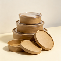 Conteneur alimentaire en papier kraft blanc imprimé sur mesure, bol à soupe et salade jetable avec couvercle, revêtement PE PLA de qualité alimentaire, vente en gros
