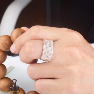 KIBO Hop Hop Custom Luxury Iced Out 모이 사 나이트 보석 대 한 망 18K <span class=keywords><strong>Real</strong></span> 큰 금 Band 링 대 한 망 - Product Image 2