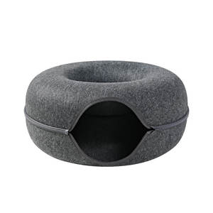 Caverna para Gato Donut Premium, Arranhador para Gato e Cama para Animais de Estimação, Construção Durável em Feltro com Acabamento em Zíper Dourado - Product Image 5