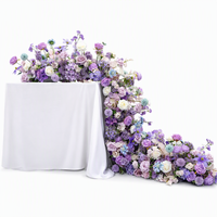 Décor de scène de style européen de luxe en tissu de soie haute densité personnalisé, chemin de fleurs artificielles