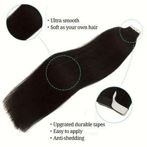 Extensions de cheveux brésiliens vierges 100 % naturels Remy, lisses, à bandes adhésives, qualité salon, pour femme - Product Image 3