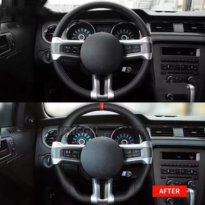 Volant de voiture en cuir et fibre de carbone compatible avec Mustang 2010-2014 V6/EcoBoost/<span class=keywords><strong>GT</strong></span>/Shelby, volant en fibre de carbone <span class=keywords><strong>hydro</strong></span> - Product Image 6