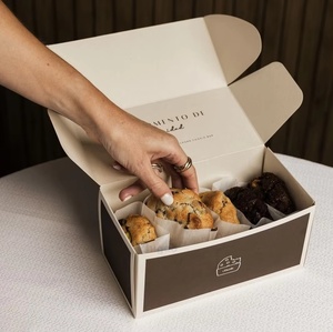 Riciclato monouso consegna sicura in bianco <span class=keywords><strong>e</strong></span> nero Mini torta pieghevole scatole di biscotti per alimenti - Product Image 2