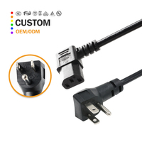 Câble d'alimentation à angle droit NEMA 5-15P vers IEC C13, certifié UL CCC SAA, OEM ODM personnalisé, câble d'alimentation CA à 3 broches pour moniteur PC, téléviseur