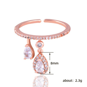 Anello Aperto Impilabile Delicato da Donna con Ciondolo a Goccia, Elegante Accessorio Sottile per le Dita - Product Image 5