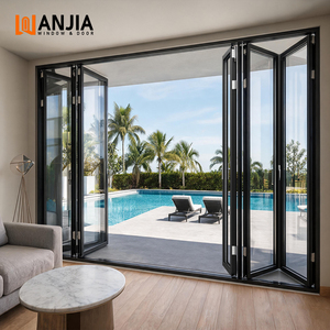 Puertas Plegables de Aluminio y Cristal para Patio Exterior, 96 x 80, Venta al por Mayor, Puertas Plegables de Aluminio y Cristal Tipo Acordeón - Product Image 1